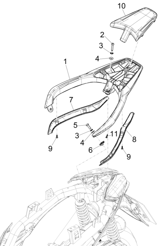 Achterdrager Piaggio Medley 125 ABS Euro 5 2021-2022
