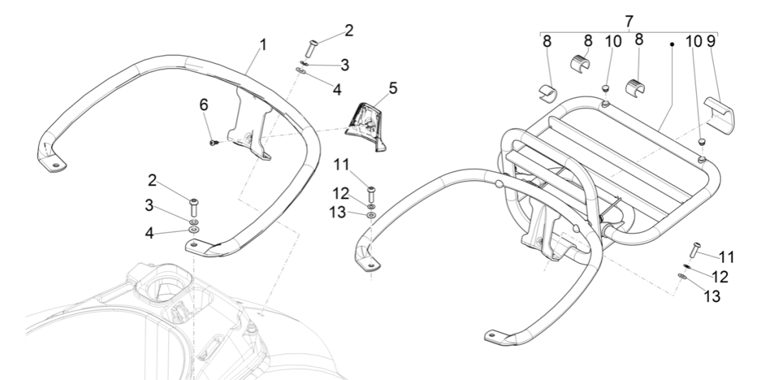 Achterdrager Vespa GTS 125 IE ABS Euro 4 2019