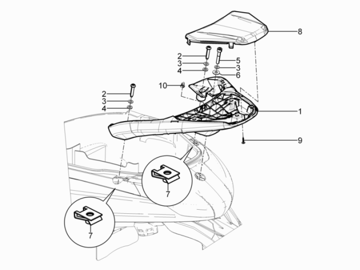 Achterdrager Piaggio Beverly 350 Sport Touring Euro 3 2013-2014