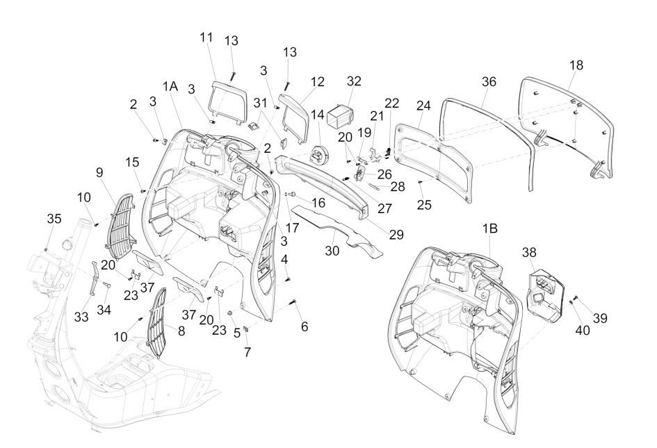 Beenschild Vespa GTS 125 IE wit 544