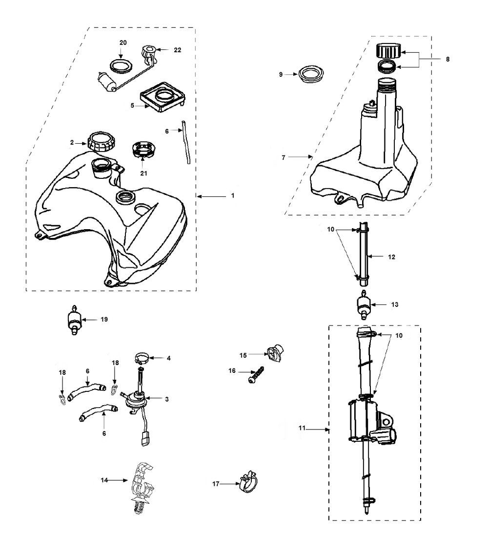 Benzinetank - Tankvlotter - Olietank Peugeot Vivacity 2 50 2-takt AC Euro 2