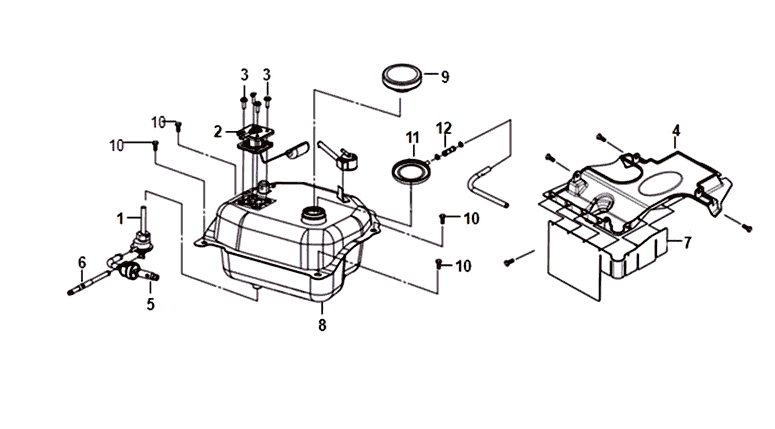 Benzinetank - Tankvlotter - Vacuümkraan Sym Jet 14
