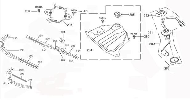 Benzinetank - Tankvlotter - Vacuümkraan China Joy mat antraciet
