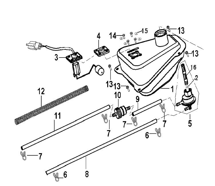 Benzinetank - Tankvlotter - Vacuümkraan Generic Ideo 50 2-takt 2010 zwart 25