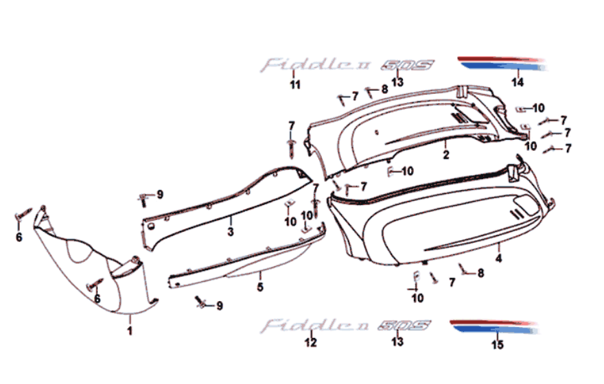Motorschermen - Zijskirts - Onderspoiler Sym Fiddle II Euro 4 (BU-280S) blue
