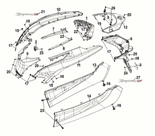 Body cover tail light Sym Symphony ST E5 Gray (GY-430C)
