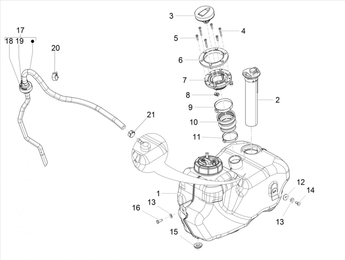 Benzinetank - Tankvlotter - Benzinepomp Piaggio Beverly 300 IE ABS Euro 4 2016-2020