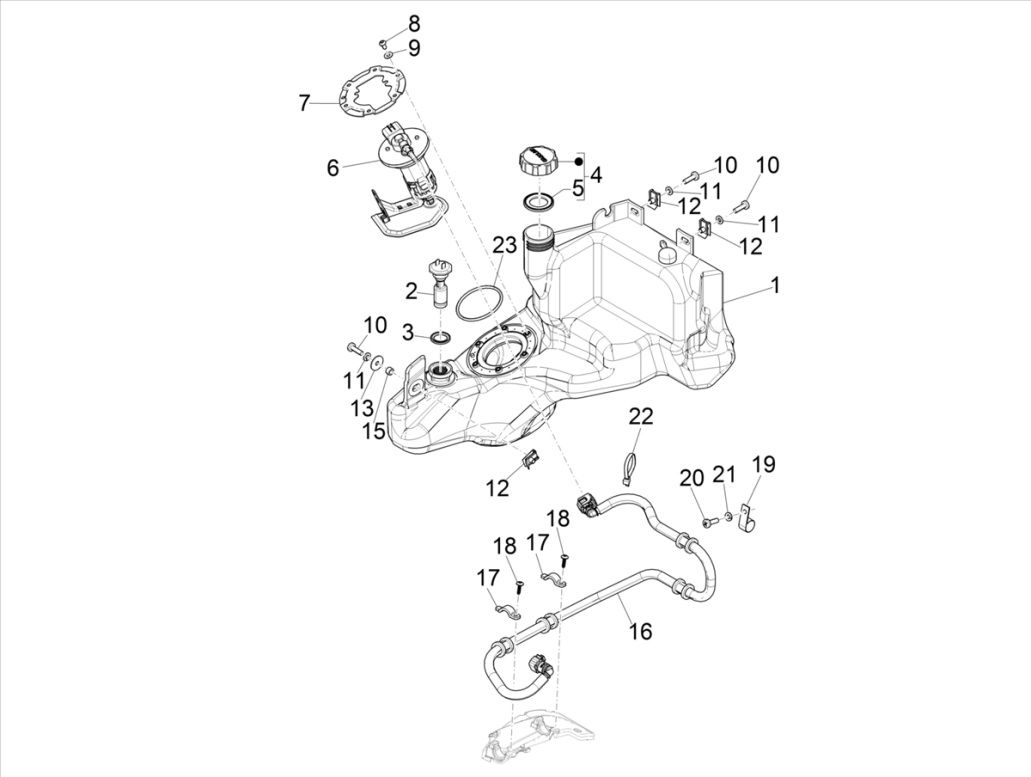 Benzinetank - Tankvlotter - Benzinepomp Piaggo Zip 50 4-takt IGET 3V Euro 5