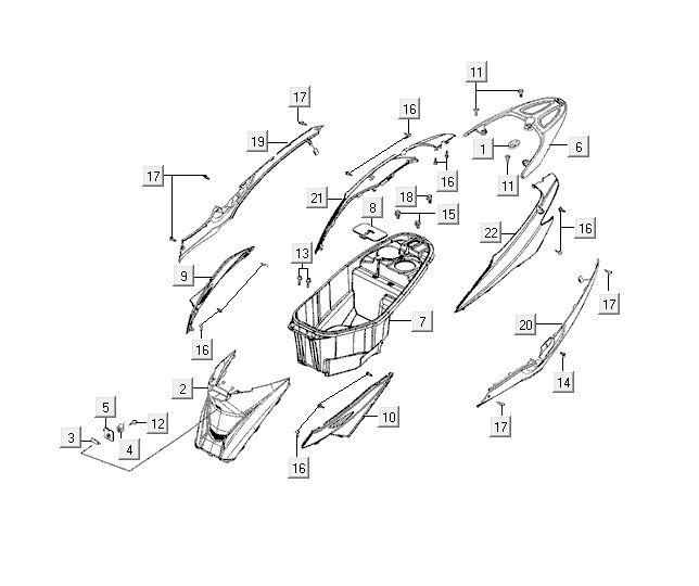 Motorschermen - Helmbak - Achterdrager Kymco VP50 4-takt ACtecho silver