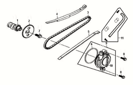 Cam shaft-cyl. head l. side cover Sym Fiddle III 50 E3