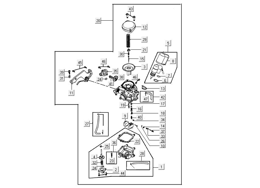 Carburateur - Choke Kymco Super8 50 4-takt 2009→ zwart