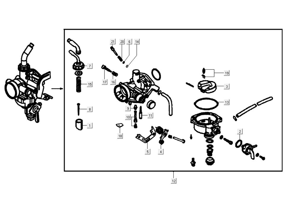 Carburateur Kymco K-Pipe 4-takt Wit
