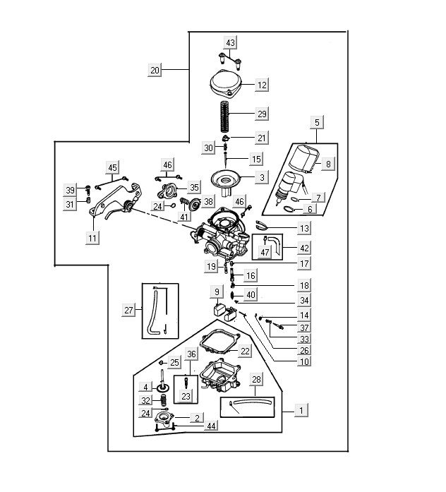 Carburateur Kymco VP50 4-takt ACbruin metallic