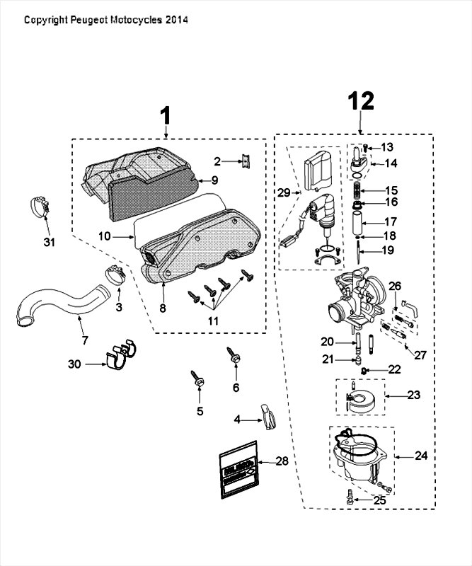 Carburateur Peugeot Speedfight 4 50 2-takt LC zwartblauw