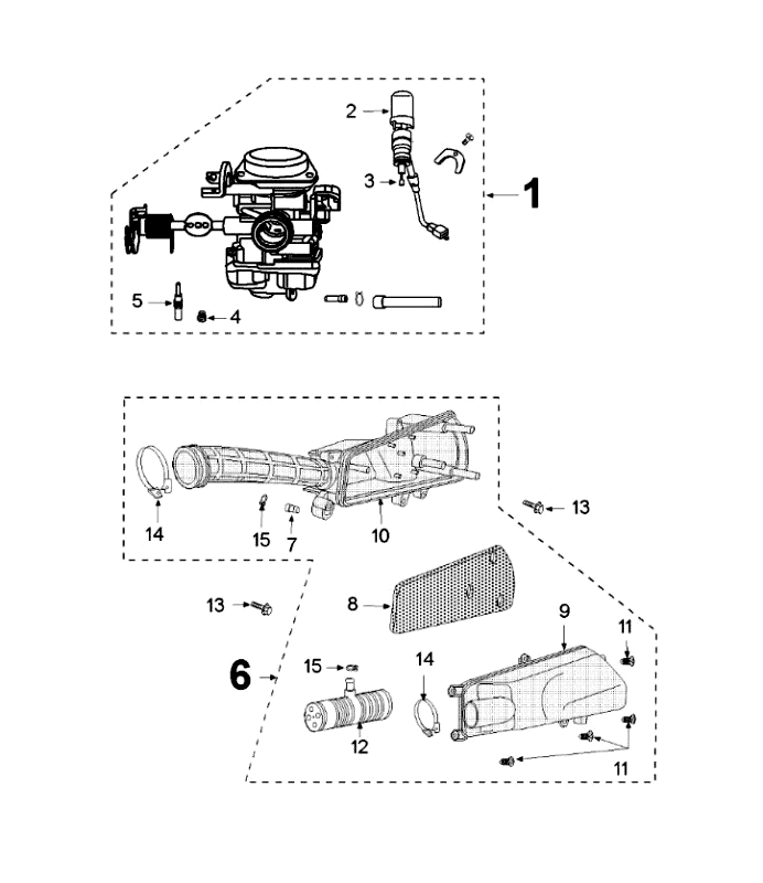 Carburateur Peugeot V-Clic 50 4-takt AC Zilvergrijs