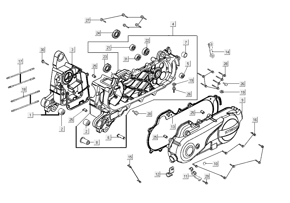 Carter-Carterdeksel Kymco Agility Delivery 4-takt Euro 4 zwart