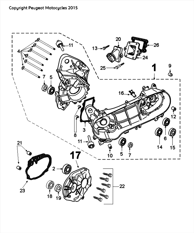 Carter Peugeot Speedfight 4 50 2-takt LC zwartgroen