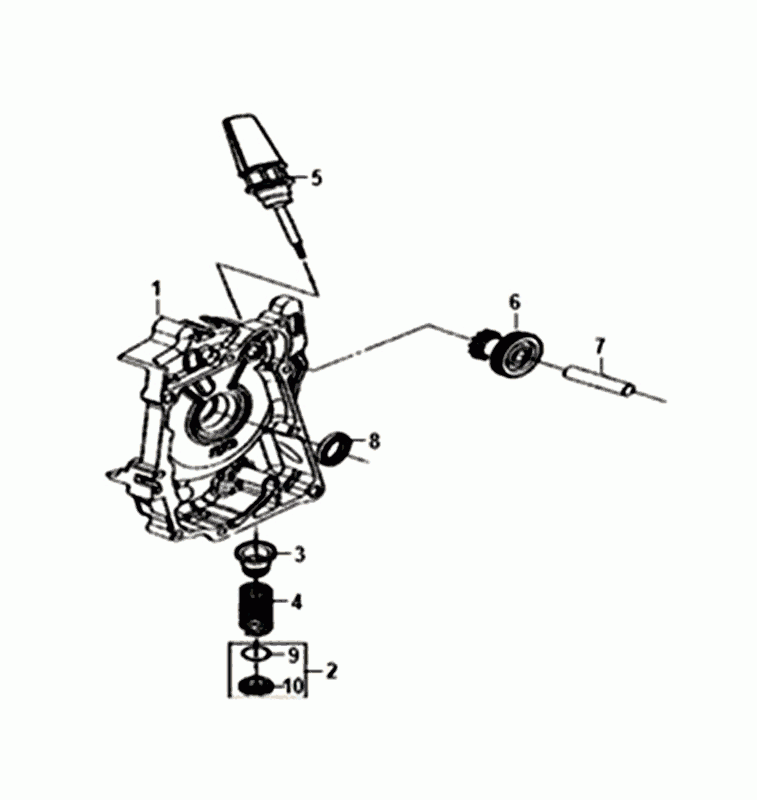 Carterhelft rechts - Oliefilter - Peilstok Sym Orbit III Black