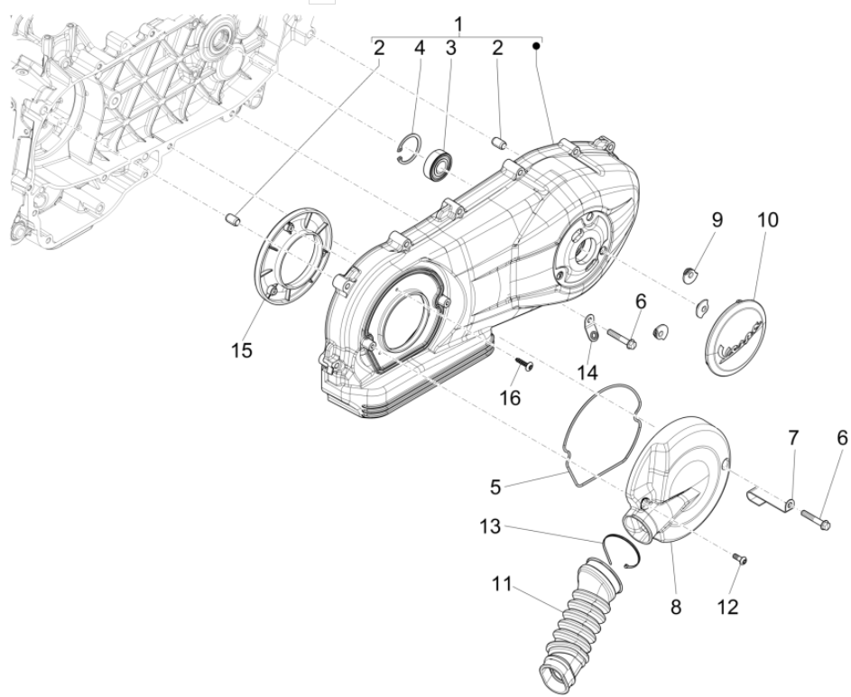 Carterdeksel Vespa Sprint 125 3V IE ABS