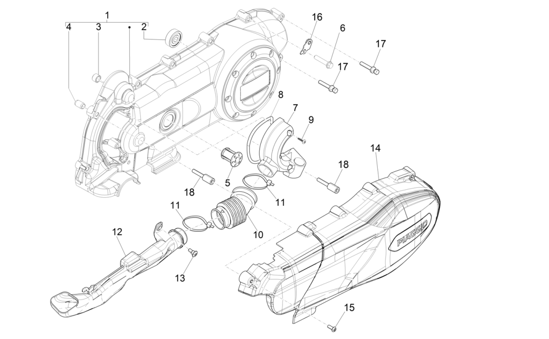 Carterdeksel Piaggio Liberty 50 4-takt AC IGET 3V Euro 4