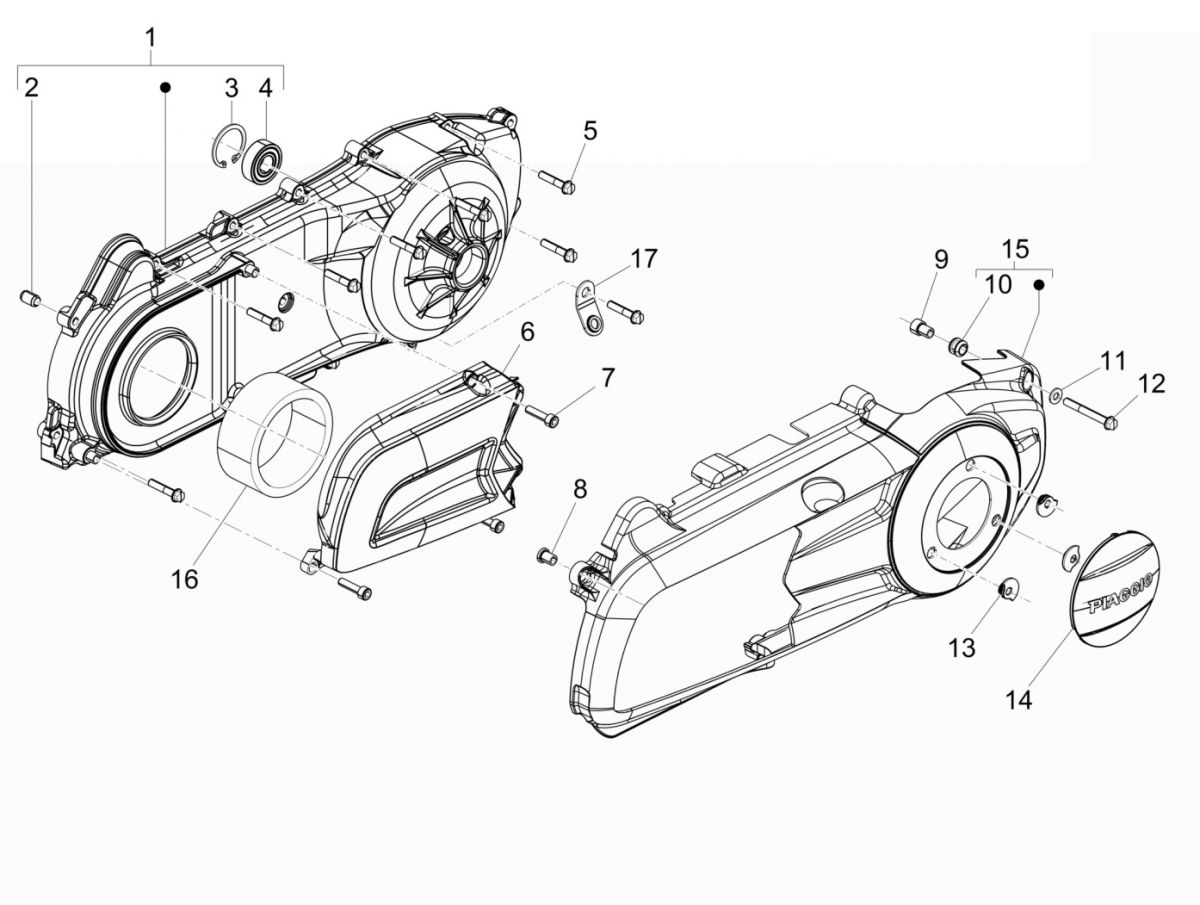 Carterdeksel Piaggio Beverly 300 IE ABS Euro 4 2016-2020