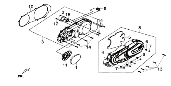 Carterdeksel links Sym Joymax 300I ABS E3 2014-2016