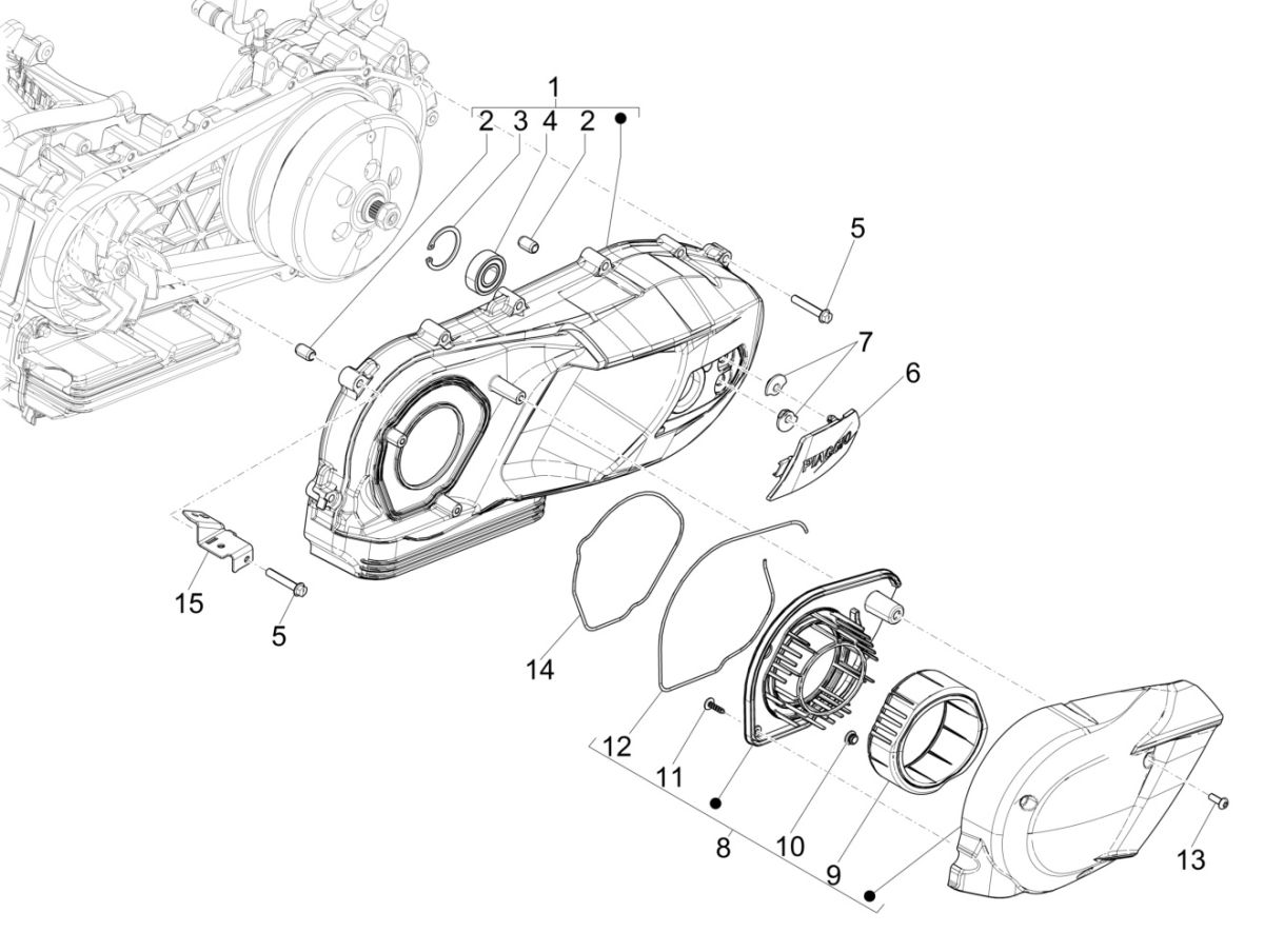 Carterdeksel Piaggio Medley 125 IE ABS Euro 4 2016-2019