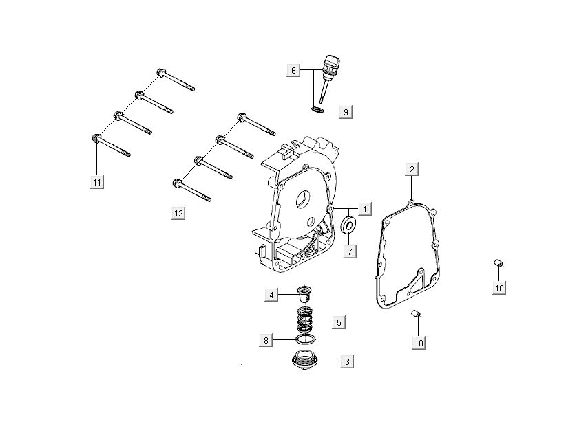 Carterhelft rechts - Peilstok - Oliefilter Kymco New Dink 4-takt donkergrijs