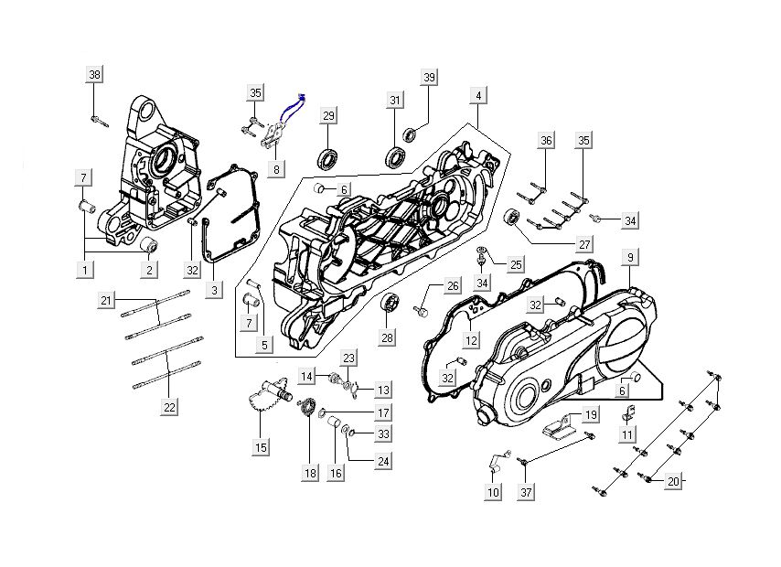 Carter - Carterdeksel - Kickstarteras Kymco New Dink 4-takt goud