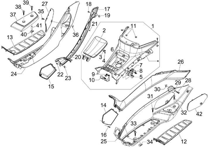 Treeplank - Voetensteun Piaggio MP3 300 LT Sport 2009-2014 wit 544