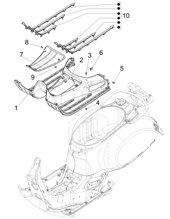 Treeplank - Voetensteun Vespa GTS 125 IE ABS Euro 5 2021