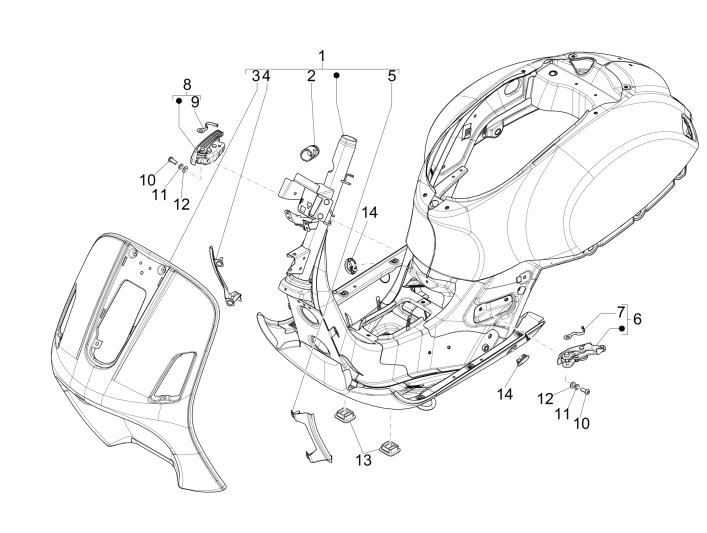 Frame Vespa GTS 300 ie 2008-2016 (met en zonder ABS) wit 544