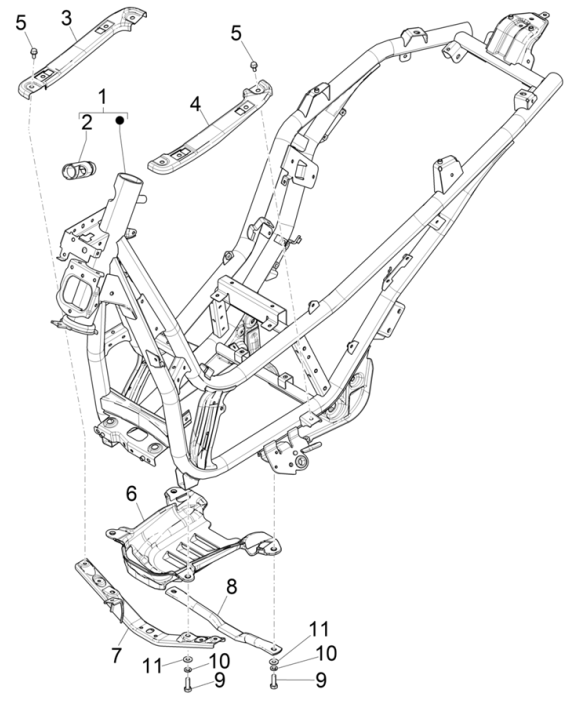 Frame Piaggio Beverly 300 HPE 4V ABS Euro 5 2021-2022
