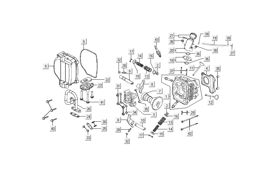 Cilinderkop - Nokkenas - SLS Kymco Super8 50 4-takt 2009→ wit