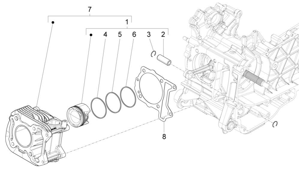 Cilinder - Zuiger Piaggio Liberty 125 IGET 3V ABS Euro 5