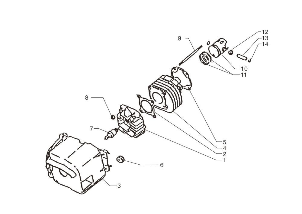 Cilinder - Zuiger - Cilinderkop Beta Beta Ark-k 50 2-takt AC zwart grijs 25