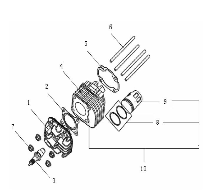 Cilinder - Zuiger - Cilinderkop Generic Roc 50 2-takt 2010 zilver