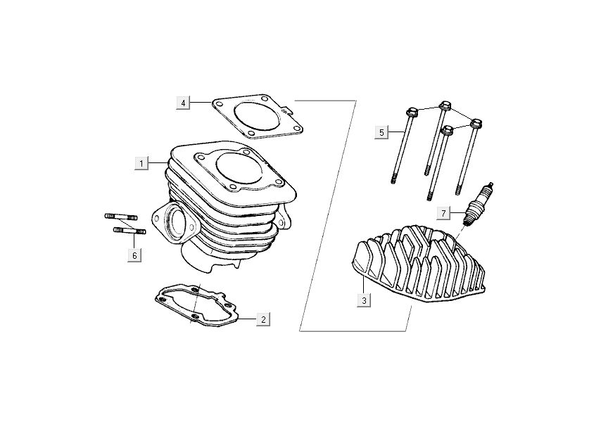 Cilinder - Cilinderkop Kymco Grand Dink 2-takt antraciet