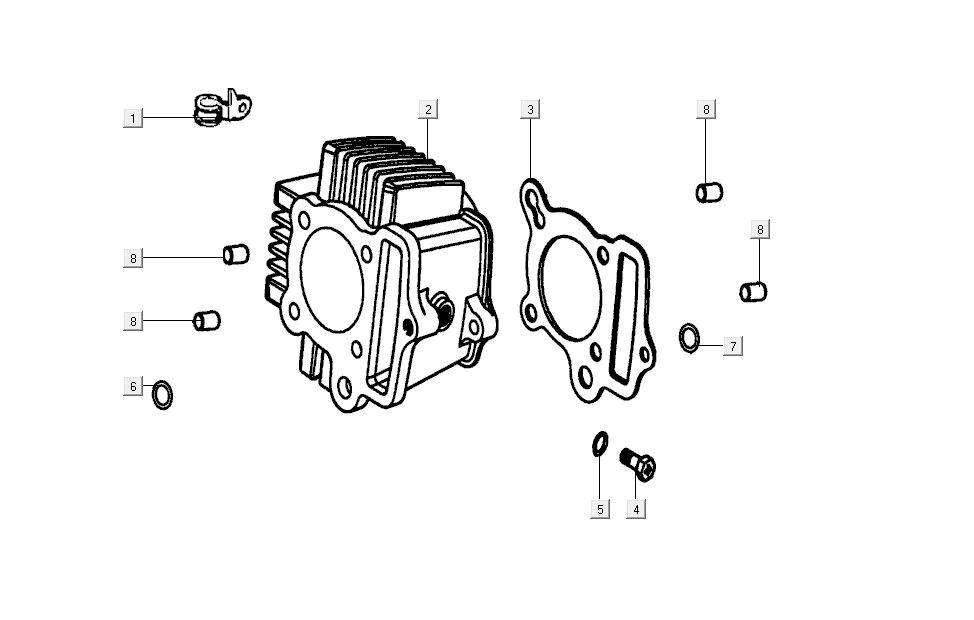 Cilinder Kymco K-Pipe 4-takt Wit