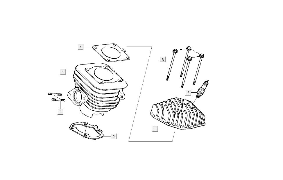 Cilinder - Cilinderkop Kymco Super9 50 2-takt AC nieuw model zilver - zwart