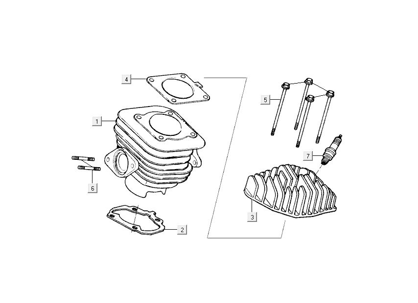 Cilinder - Cilinderkop Kymco Super9 50 2-takt AC oud model matzwart zilver