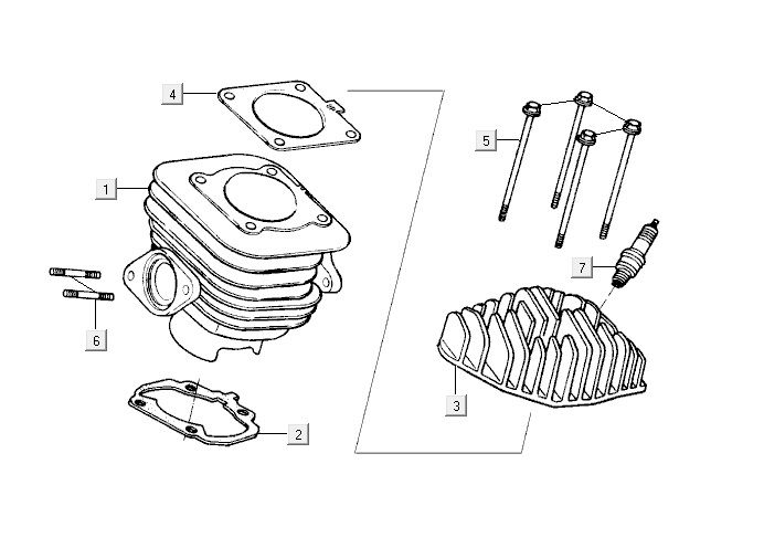 Cilinder - Cilinderkop Kymco Yup 50 2-takt AC zilver