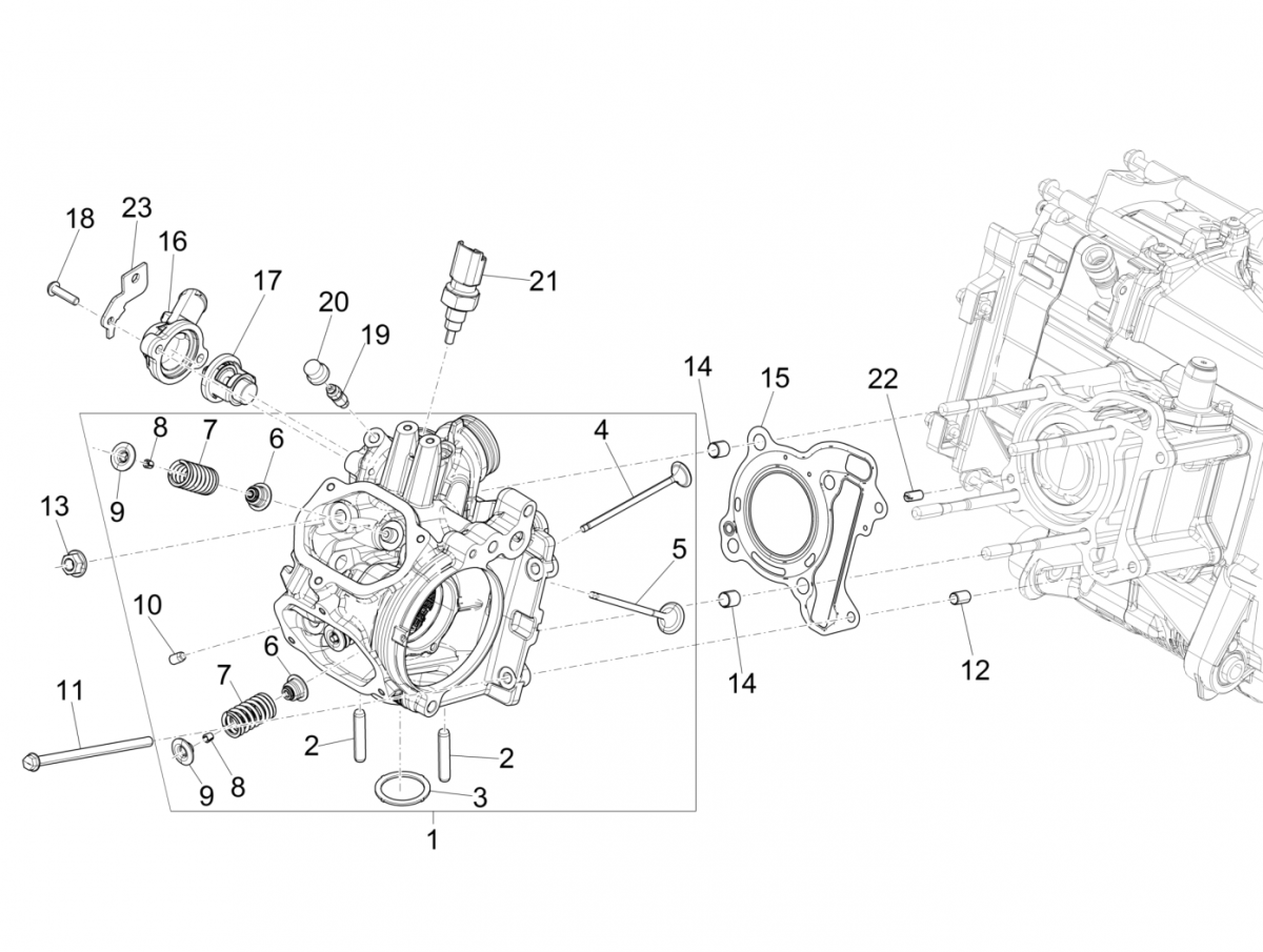 Cilinderkop Vespa GTS 125 IE ABS Euro 4 2016-2018