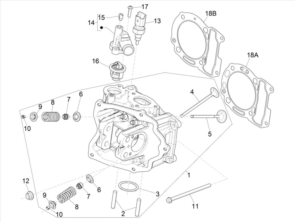 Cilinderkop Vespa GTS 300 HPE 4V IE ABS Euro 4 2019