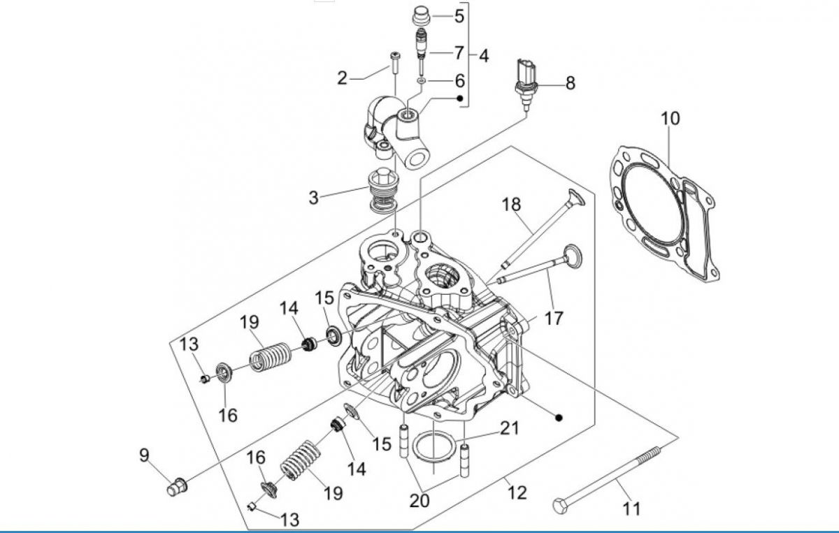 Cilinderkop Vespa GTV 250 IE 4V