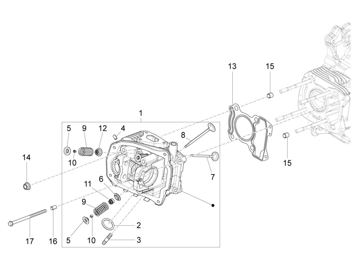 Cilinderkop Vespa Sprint 125 3V IE ABS Euro 5 2021