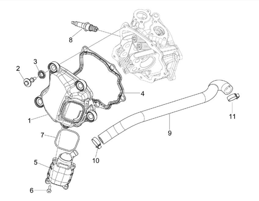 Cilinderkopdeksel - Bougie Vespa GTS 125 IE