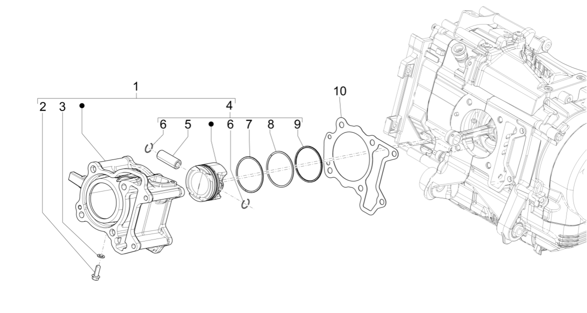 Cilinder - Zuiger Piaggio Medley 125 ABS Euro 5 2021-2022