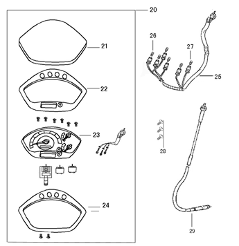 Kilometerteller - Cockpit - Kilometertellerkabel Wangye HT50QT-12 mat antraciet