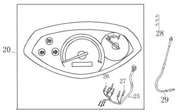 Kilometerteller - Cockpit - Kilometertellerkabel Znen Elegance rood